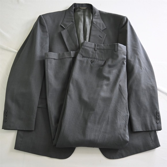 Vtg Stafford 44L 40x30 Gray Glenn Check USA Made HartMarx Mens Jacket Pants Suit